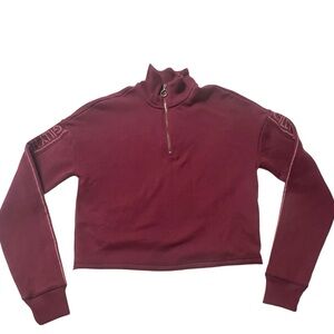 Gilly Hicks by Hollister Maroon Cropped Quarter-Zip Sweatshirt XS